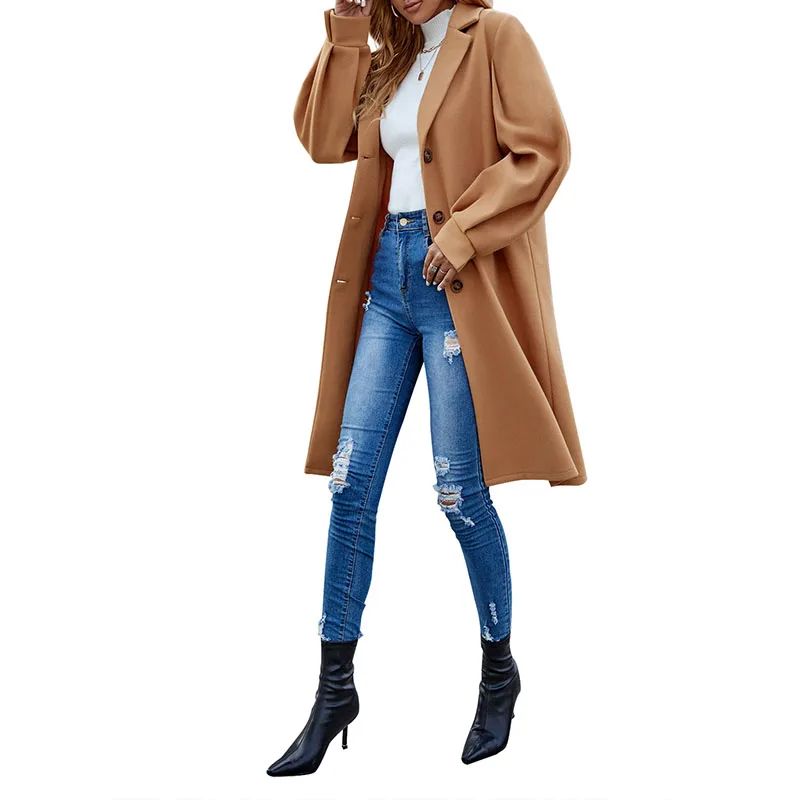 Новинка, модная Длинная шерстяная куртка на заказ, сменный Тренч с поясом, повседневное женское кашемировое пальто