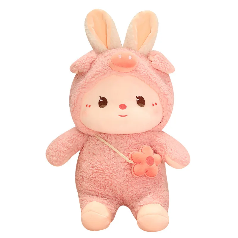 Cross border Cute Transformation Rabbit Plush Toy Little White Rabbit Comfort Cloth Doll Sleep Pillow Shopping Mall Gift Wholesa