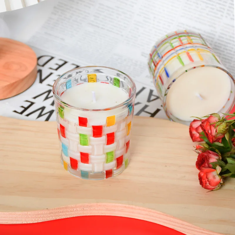 Home Decoration Custom Polka Dot Glass Jar Soy Wax Scented Candle