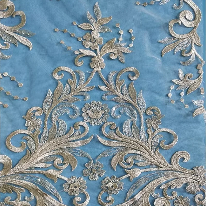 High Quality Embroidery Lace Whiter Guipure Cord Tulle Heavy Craftsmanship Lace Fabric for Wedding