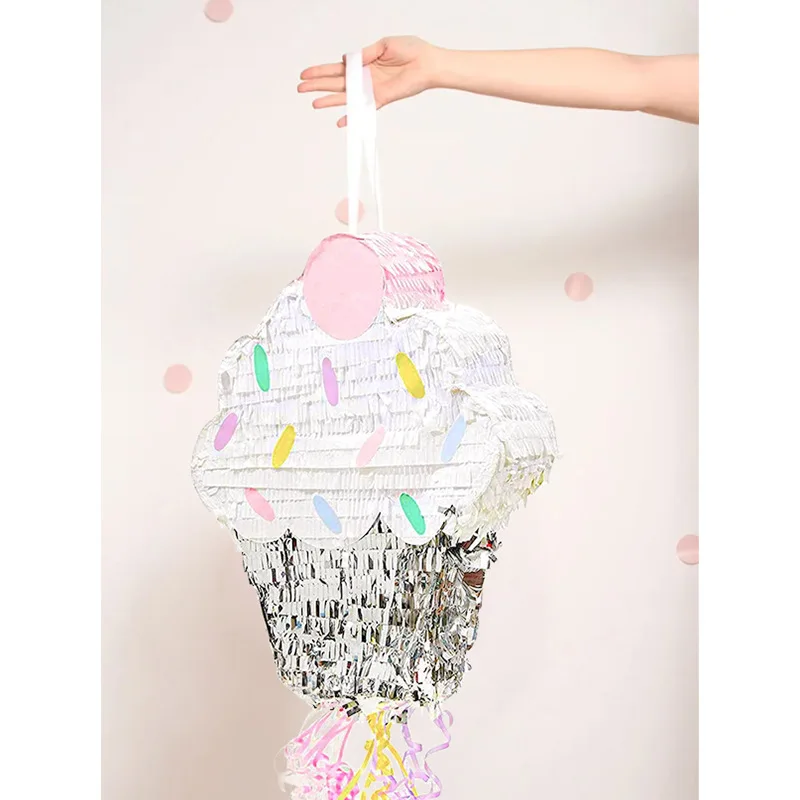 EASTTERN happy birthday cupcake shape pinata funny candy box party decoration hanging decor