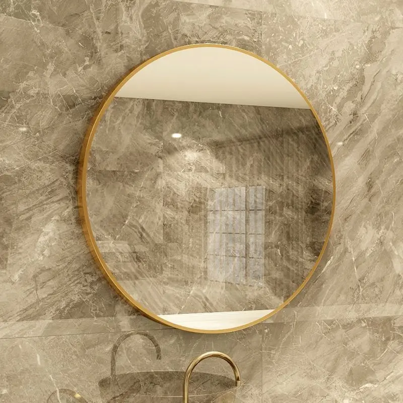 Nordic minimalist bathroom mirror household wall hanging circular mirror aluminum alloy round Cosmetic mirror