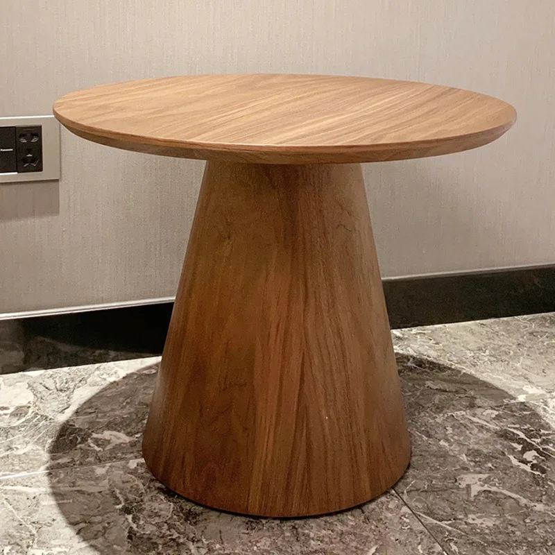 Solid wood coffee table living room modern walnut simple round tea table