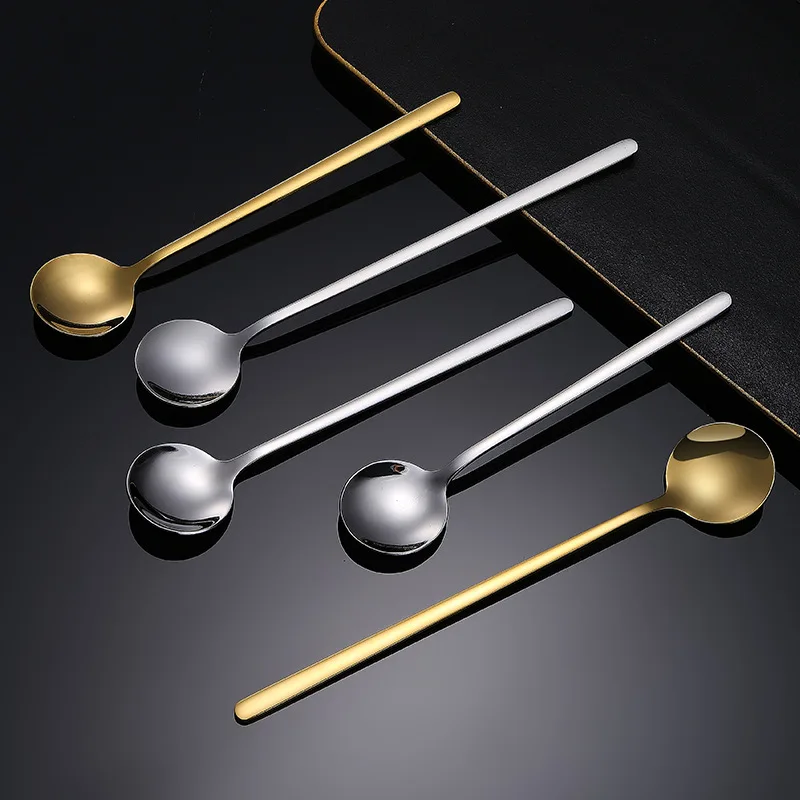 Amazon Popular 13cm 15cm 17cm 24cm 304 Stainless Steel  Ice Scoop Stirring Mini Small Long Hand Tea Dessert Coffee Spoon