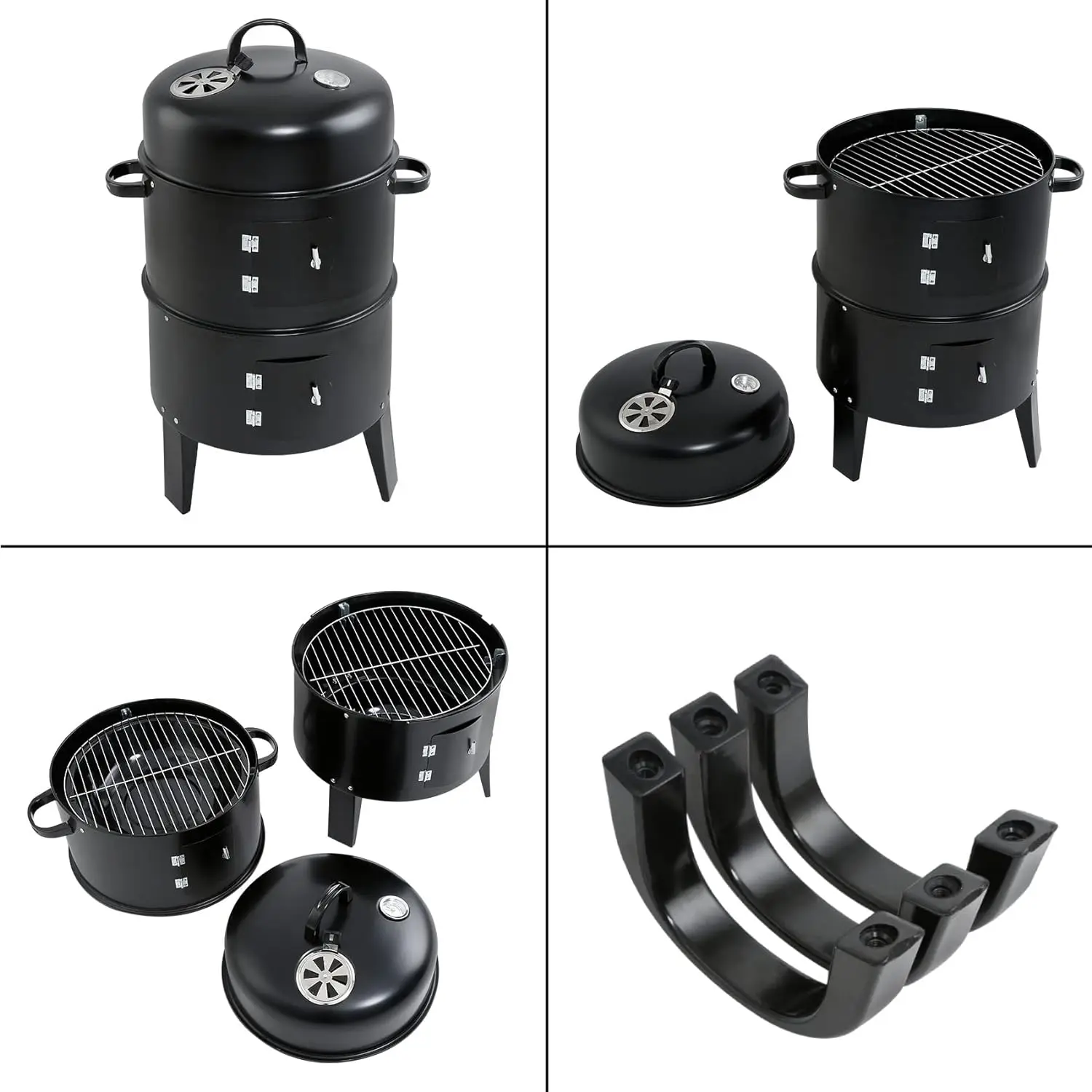Hot Sale 3 in 1 Smokeless Charcoal Family Barbecue Stove Smoker 3 layers Tower Vertical Barrel Charcoal Barbeque BBQ Grill