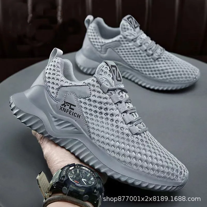 2023 New Model Men Breathable Running Sports Shoes Wear-resisting Lace-up Leisure Trainers