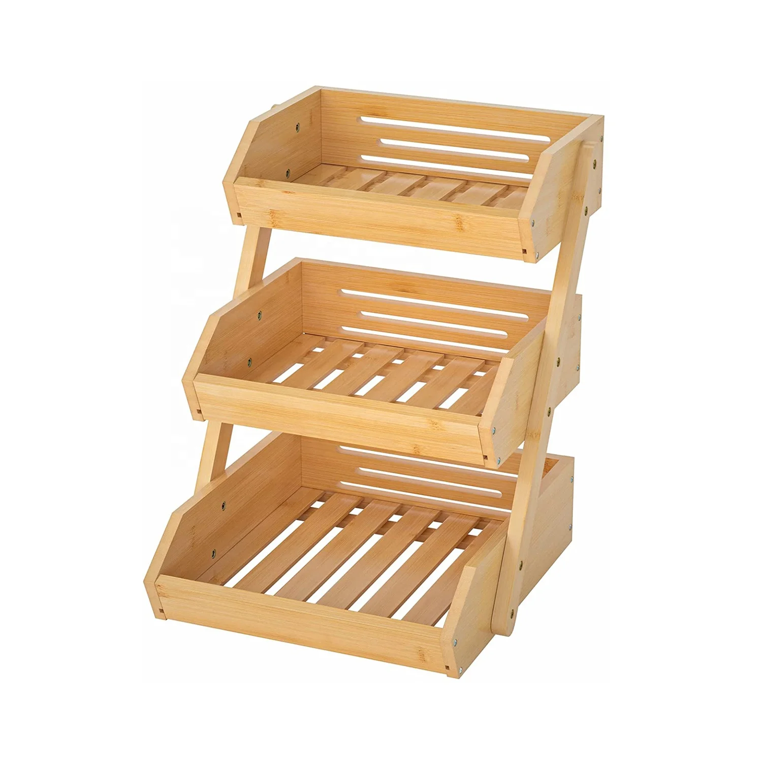 3-Tier Fruit Bowl Bamboo Fruit Basket for Kitchen Bamboo Kitchen Organization