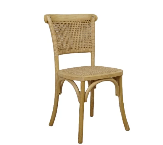 Antique Outdoor Rattan Dining Chair Solid Wood Chair Frame Rattan Wedding Chair Home Furniture Stackable Farmhouse Wooden 300pcs