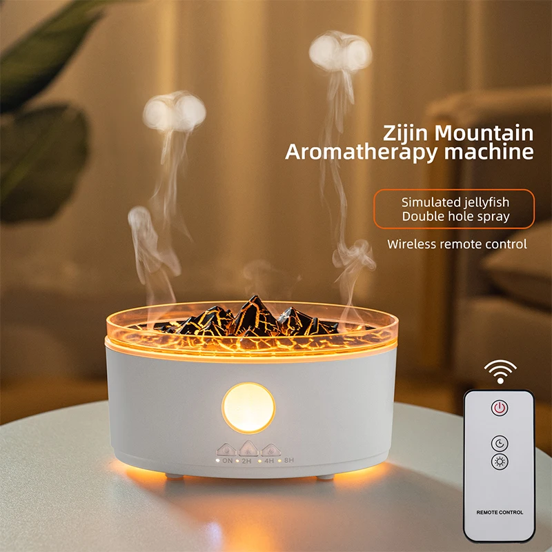 New Arrival Essential Oil Diffuser 300ml Volcano Humidifier with Flame & Volcano Mist Mode Flame Diffusers for Home Bedroom