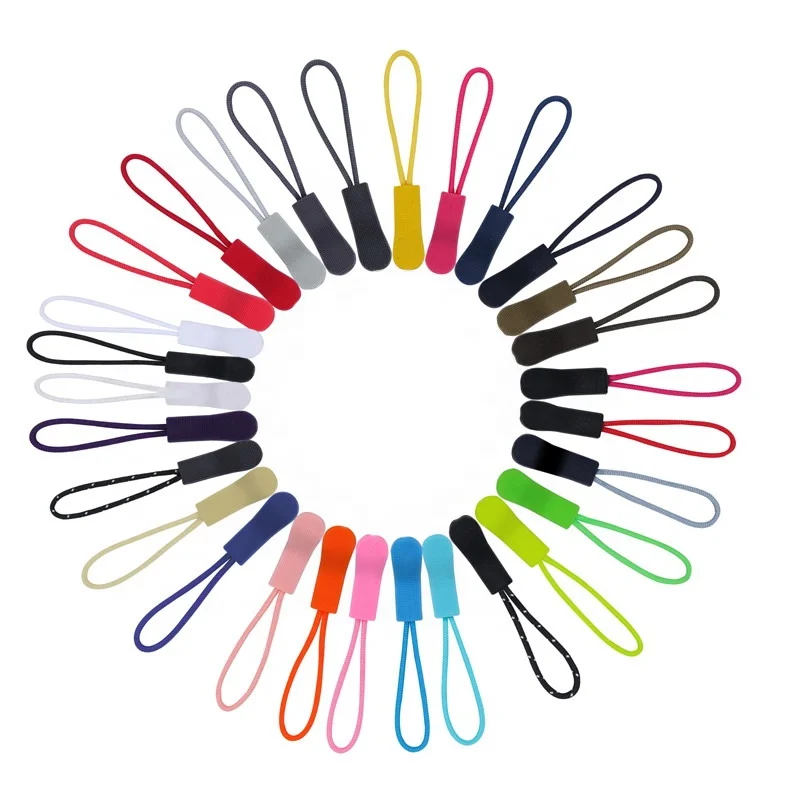 Wholesale Amazon Top Seller String Cord Colorful Bag Zip Head Slider Pvc Silicone Rubber Custom Zipper Pull