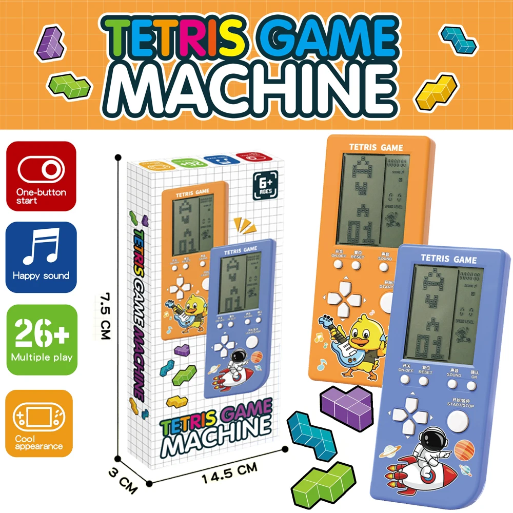 New products Handheld Game Console Tetris Big Screen Button Built-in Multiple Game Childhood Classic Tetris Retro Electronic Toy