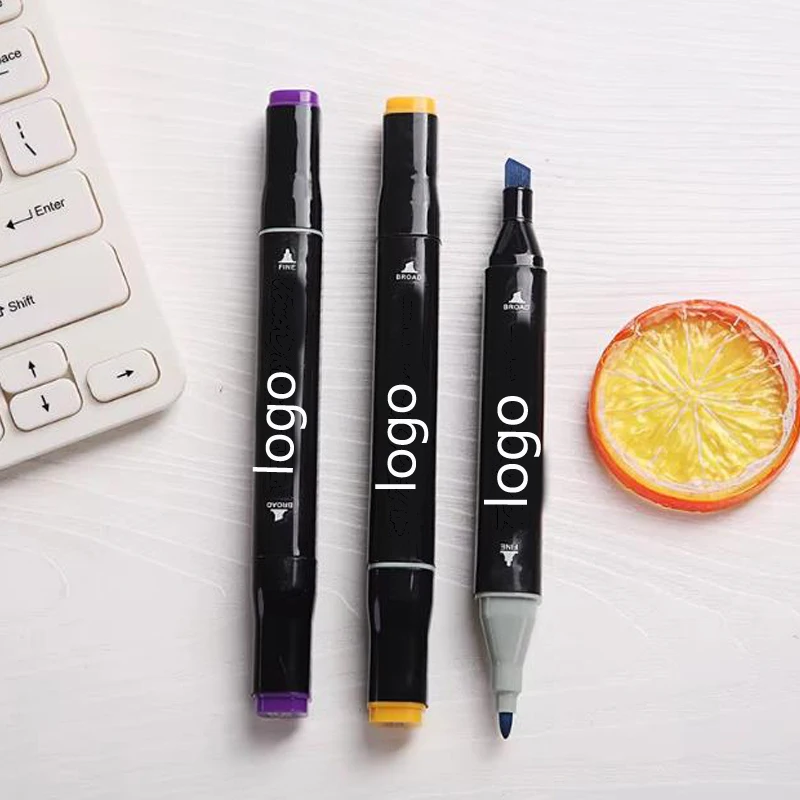 custom 12 36 48 100 color double tip watercolor dual tip brush art marker pen set