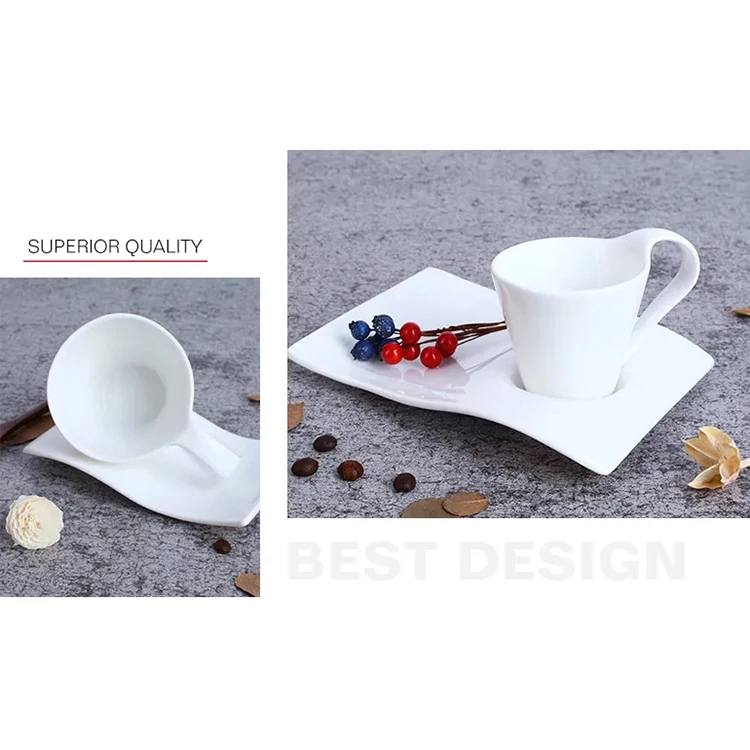 High quality durable custom logo white coffee ceramic tea cup sets with saucer