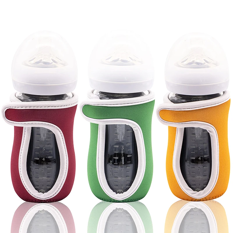 Wholesale Reusable Glass Baby Bottle Insulator Improved Heat Cold Retention Moisture Neoprene Holder for 8 oz Baby Milk Bottle