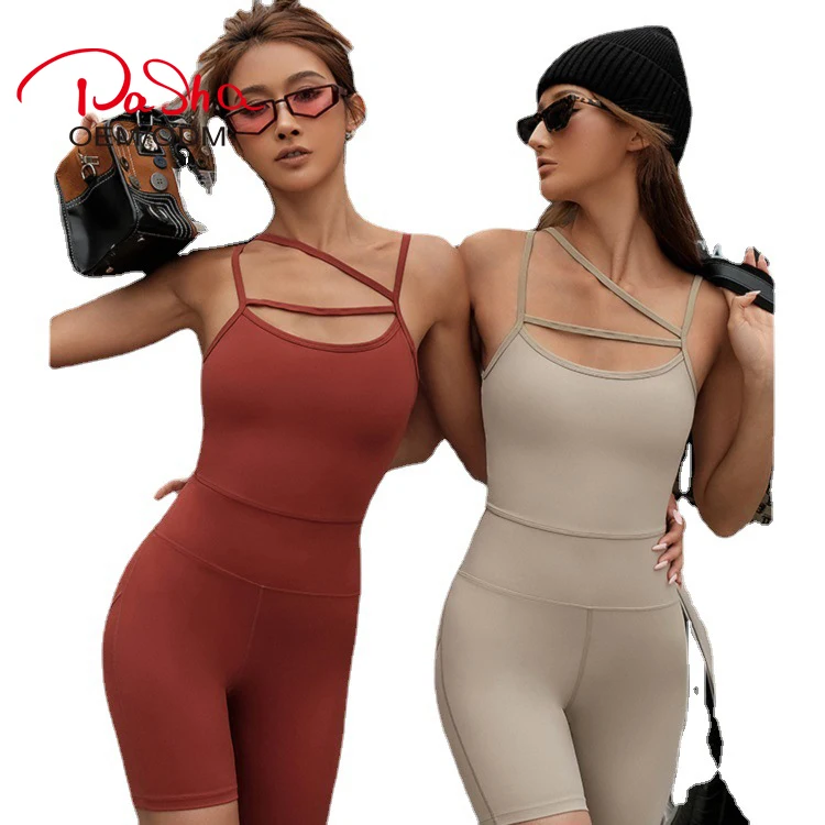 Pashasunshine Latest Jumpsuits Workout Wear Summer Breathable Sexy Tops Shorts Active Wear Pilates Yoga Wear Jumpsuits
