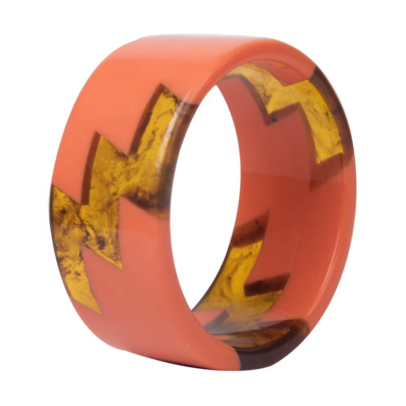 Hot Selling Customized Wide Resin Bangle Multi Color Bangle Colourful Cuff Resin Bracelet
