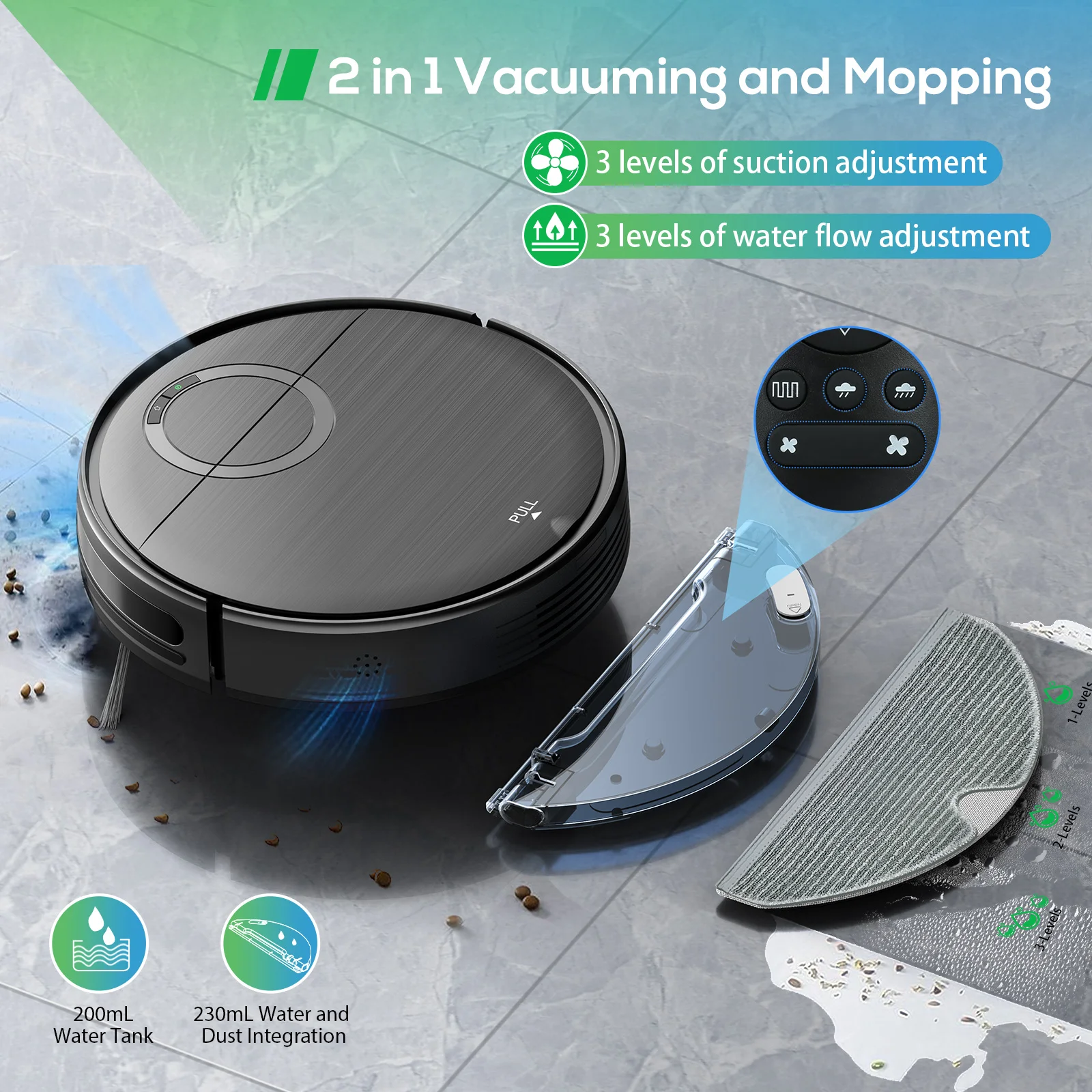 3 in 1 household auto floor sweeping mopping vaccum machine rechargeable smart automatic electric robot vacuum cleaner