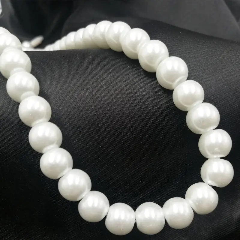 Высокое качество белое жемчужное ожерелье 8 мм круглые бусины искусственный жемчуг колье свадебное нежные украшения для женщин