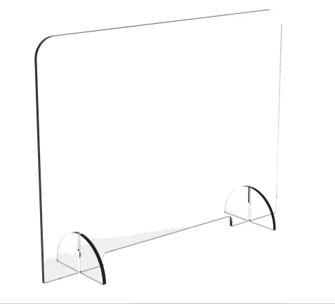 single PC PET desk shield with 4 pcs plastic holders