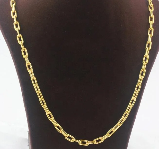 Изготовленный На Заказ Франция настоящим 18К Золотой звено цепи ожерелье для мужчин и женщин