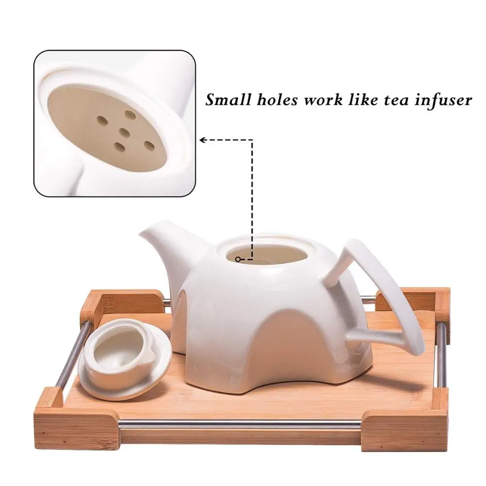 ceramic coffee pot Mini Porcelain Tea Set - Ceramic Teapot Coffee Cup Set for Drinking Tea,Latte,Espresso,or Water including Whi