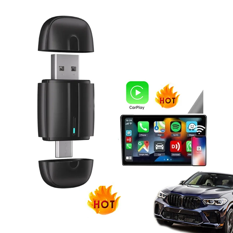 OEM USB & Type-C 2 в 1 Mini carplay CP580 android auto адаптер портативный ключ универсальный беспроводной