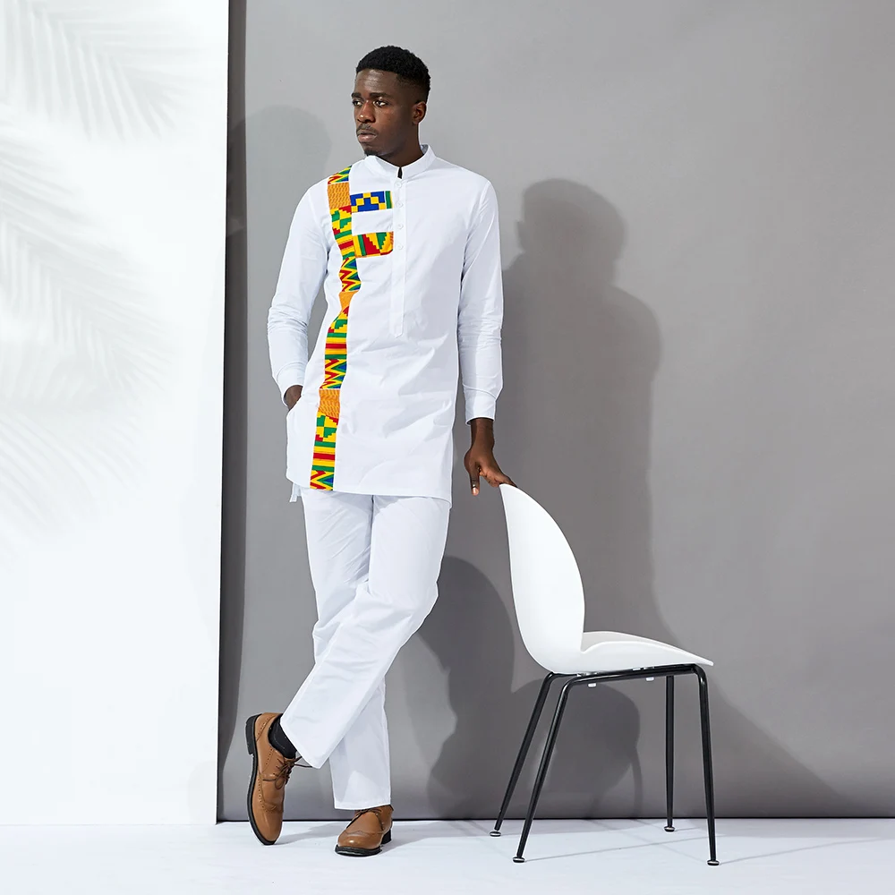 Новейший стиль Shenbolen, уникальный дизайн, Африканский стиль, мужская белая юбка, мужской халат из двух частей