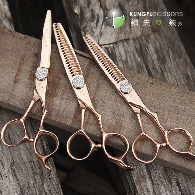 KUNGFU 6 Inch Gold Salon Japanese Hair Scissors Professional Barber Hairdressing Scissors