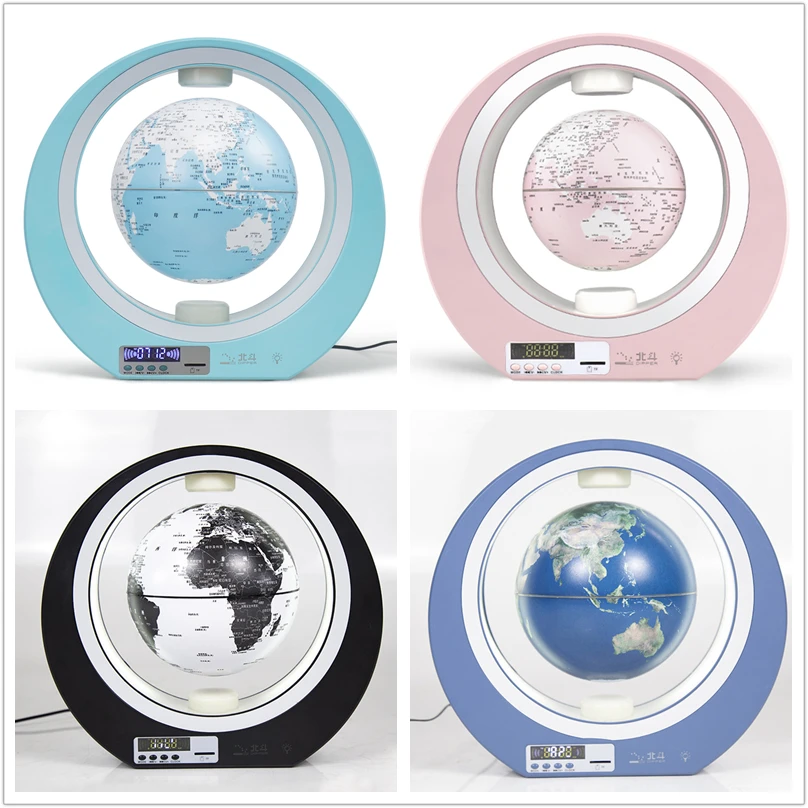 Dipper wireless speaker Magnetic levitation globe(6') macaron pink color, digital clock, Light