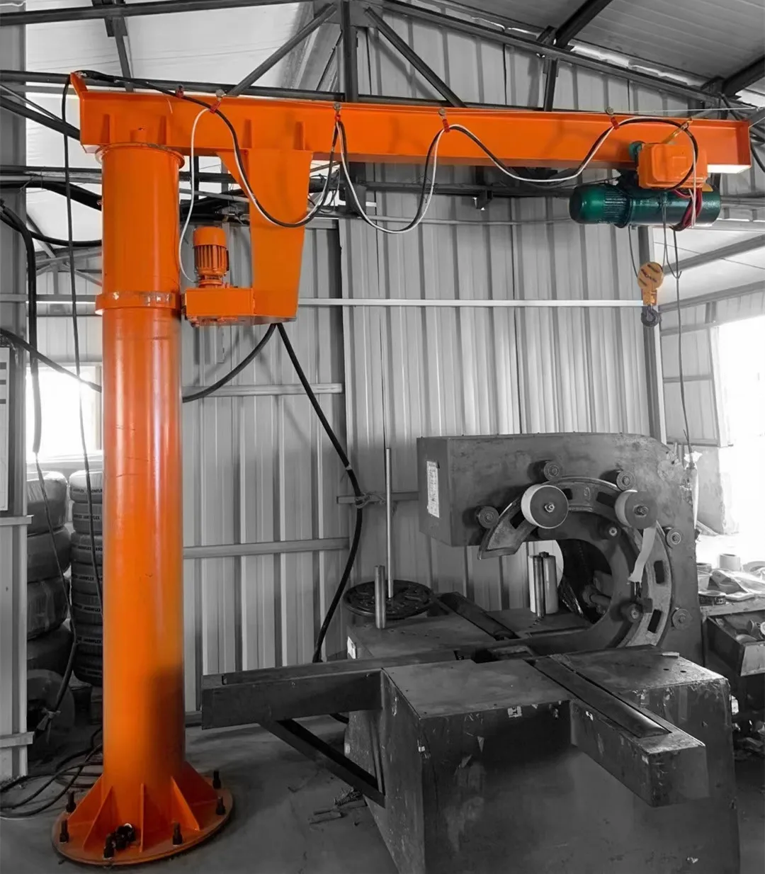 1 Ton 2 ton 3 ton free standing crane machine jib cranes dc current operated jib crane 360 degree rotation