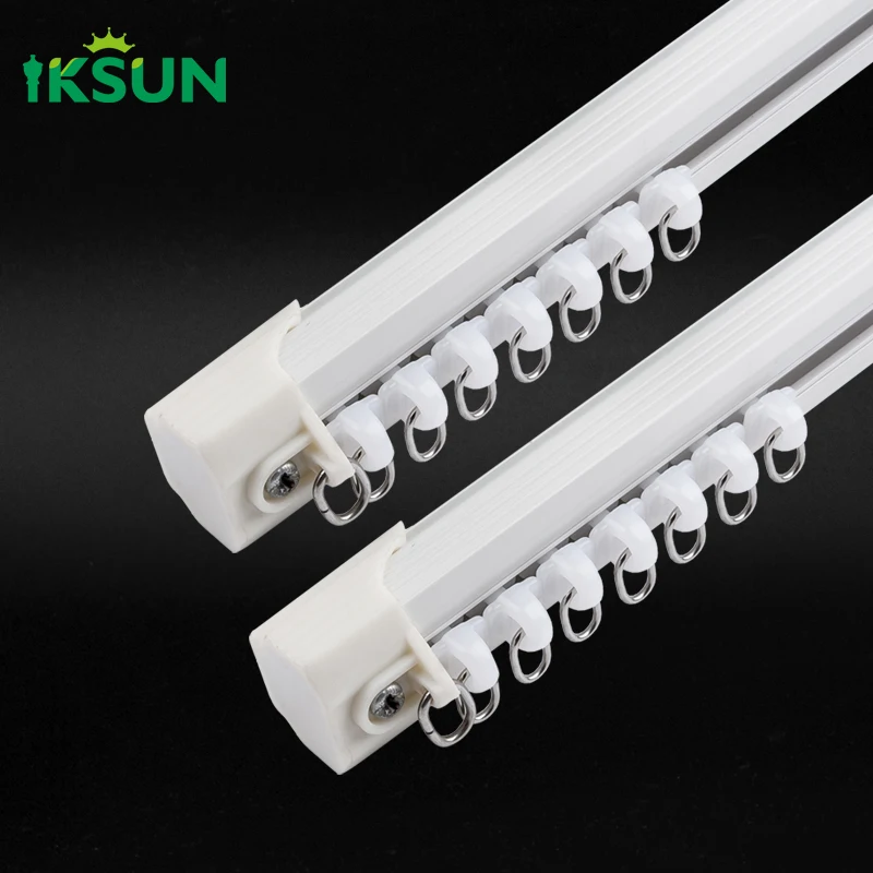IKSUN Wholesale Aluminium Alloy Double Sliding Celliing Curtain Track Rails For Hospital Hotel