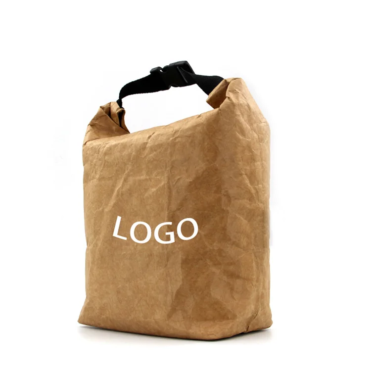 High quality personalized reusable tyvek lunch tote thermo food bag with leather logo embossed for office