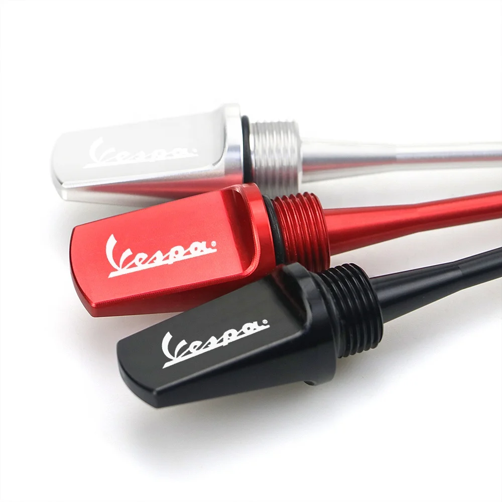 Motorcycle Oil Drain Dipstick Screw Plug Fuel Depth Tester CNC Aluminum Accessories for Vespa GTS 250 300 HPE 2019 2020 2021