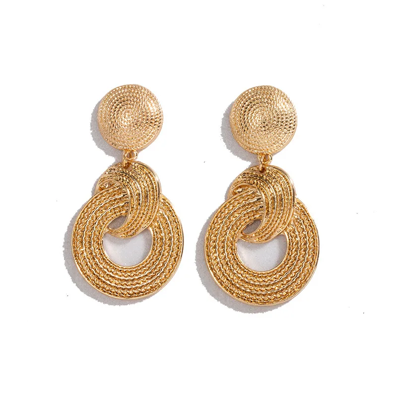 KOMI Womens Gold Geometric Circle Earrings Exaggerated Layered Texture Hoop Earrings Large Hoops Drop Dangle Earrings for Girls