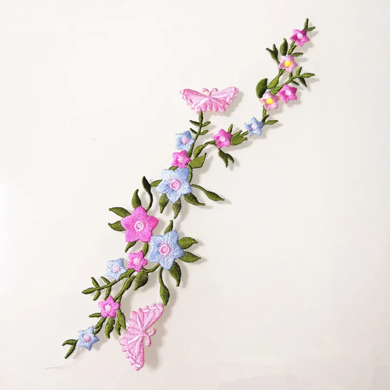 Decorative Patches butterfly flower Embroidered Iron-On Patch, Embroidery Applique by DIY Cloth Art Embroidery Decoration