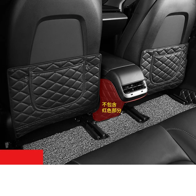 OEM/ODM кожаная задняя часть автомобильного сиденья защита от детей коврик подушка с карманом для Tesla Model 3 аксессуары