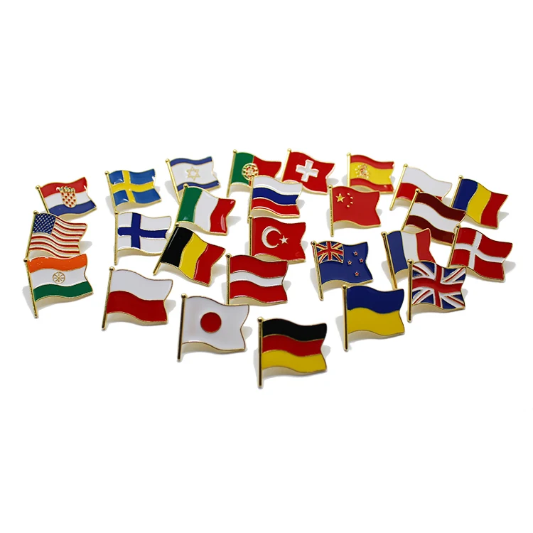 Factory Custom Enamel Metal Double Friendship Brooch Lapel Badge National Map Country Flag Pin Kuwait Souvenir Gifts