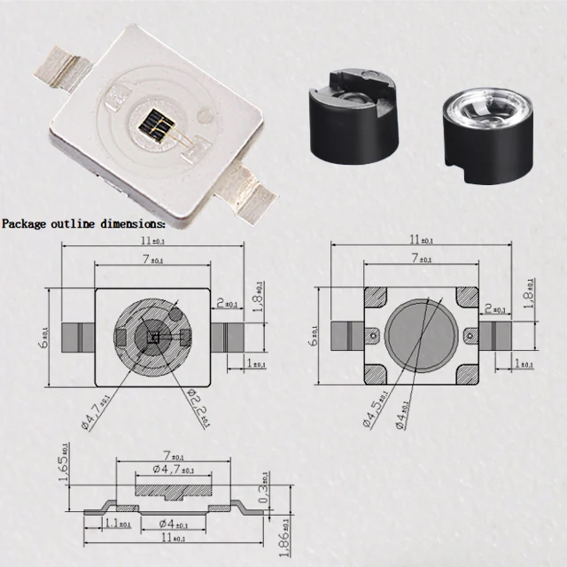 High Power SMD LED Diode 1W 2W 3W Epileds Chip Near Infrared 450nm 7060nm 730nm 740nm 850nm 940nm 970nm 6070nm IR