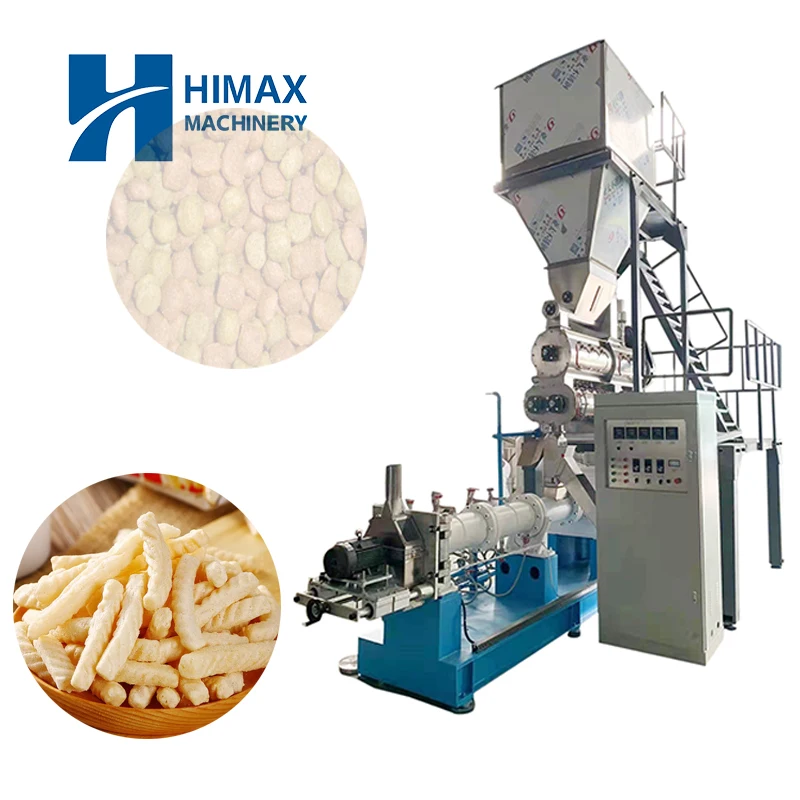 Multifunctional puffed corn snaks food making twin screw extruder 100-150 Kg/h food snacks machine puff snacks production line