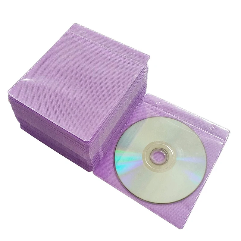 Custom Color Logo Design Premium Thick Non-Woven Material Double-Sided Refill Plastic Holder Sleeve Sleeves For CD DVD