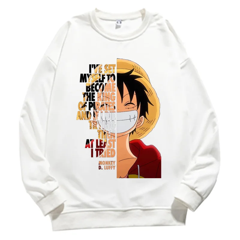 ONE Piece Anime Men Women Custom Print Sweatshirt Oversized Loose Crew Neck Streetwear