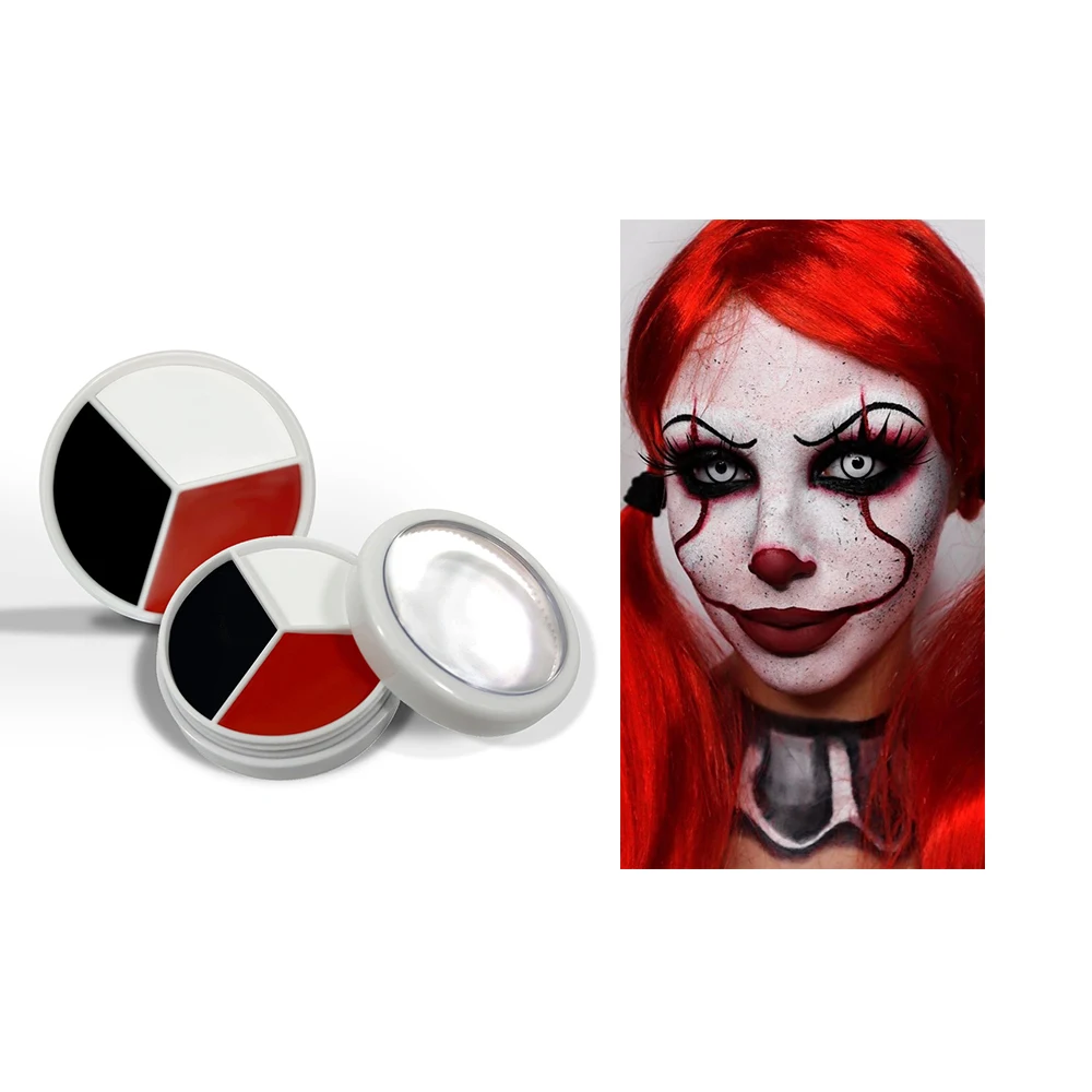 Custom design halloween three color effect  oil human face painting plate stage makeup special effects makeup