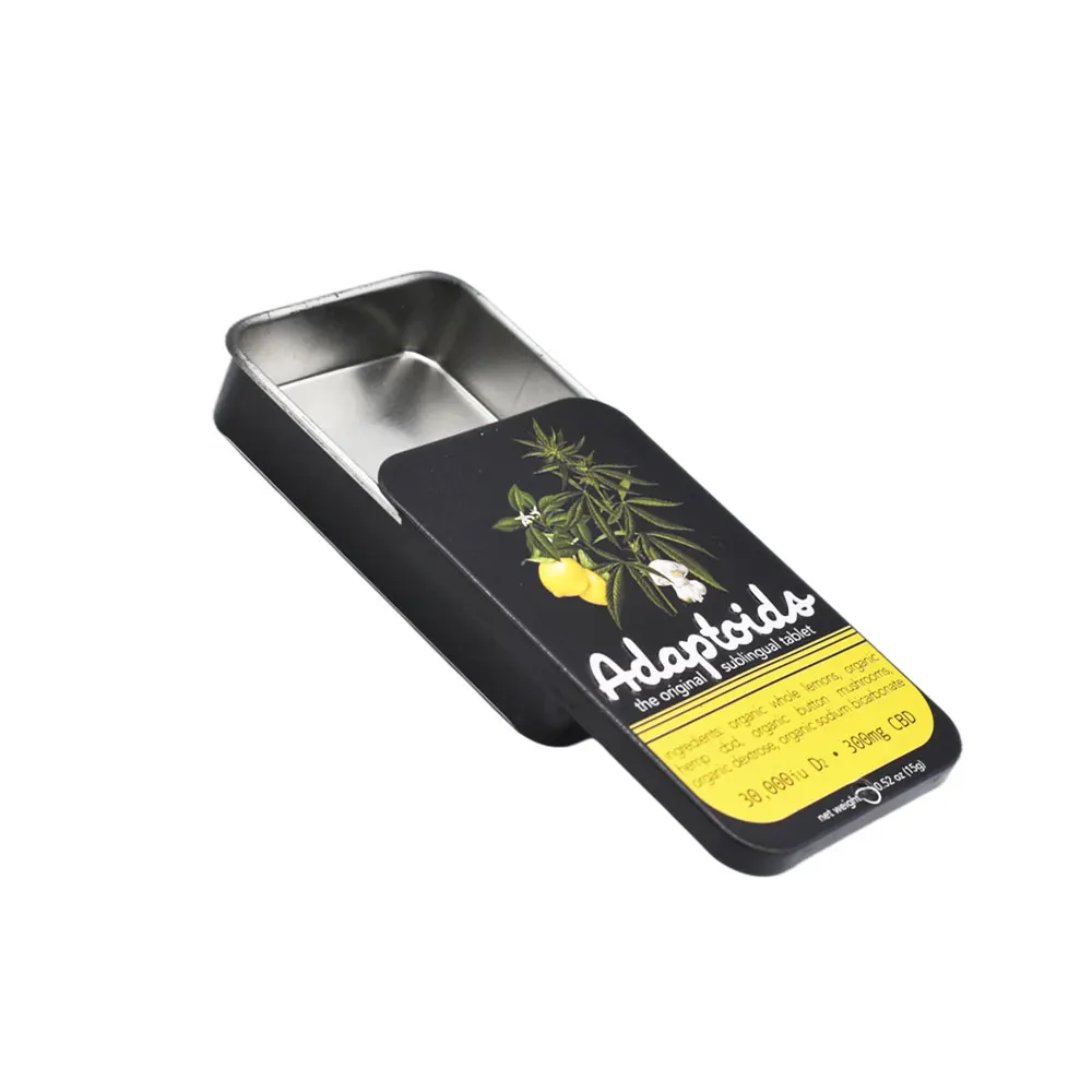 Wholesale Custom Cheap Price Gift Herbs Pills Storage Crafts Rectangular Small Metal Tin Box Packaging Colour Logo