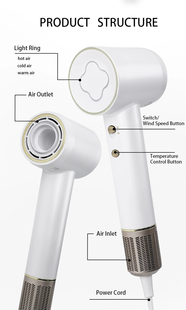 Высокоскоростной ионный фен для волос мощный Фен Secador De Pelo Профессиональный отрицательный высокоскоростной бесщеточный двигатель