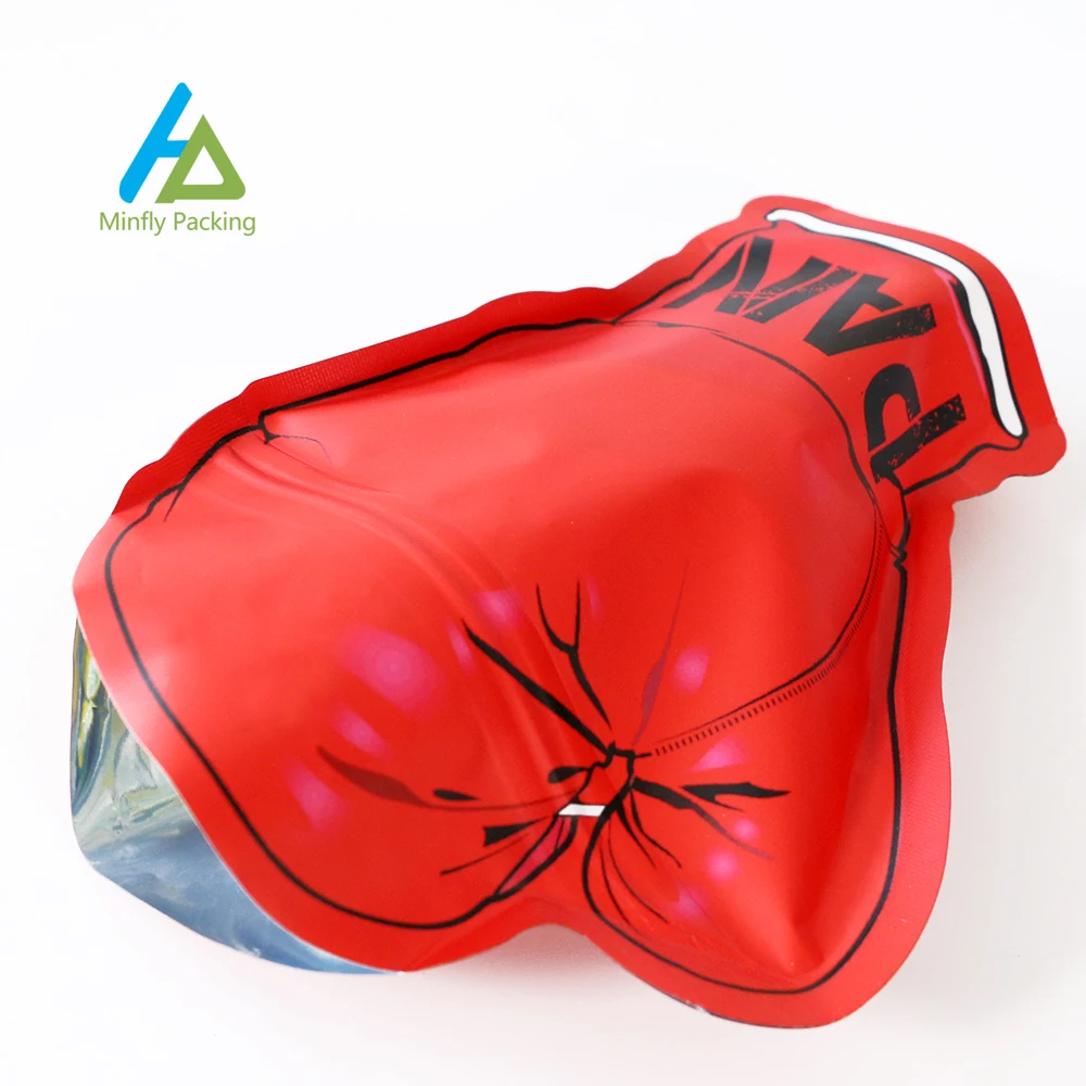 Minfly Digital Printing Custom Shape Childproof Reaselable Red Bubble Aluminum Foil Matte Exotic 3.5 7 14 28 g Mylar Bags