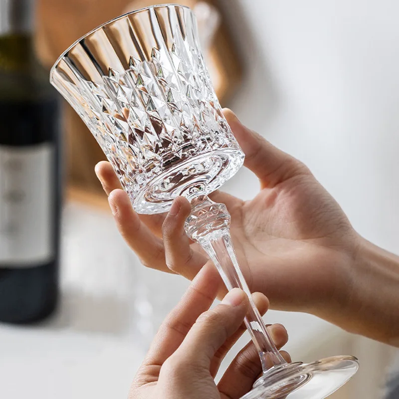 Wholesale Customer Special Design Vertical Grain Glass Water Crystal Vintage Goblet Cups Red Wine Champagne Wine Glass Goblets