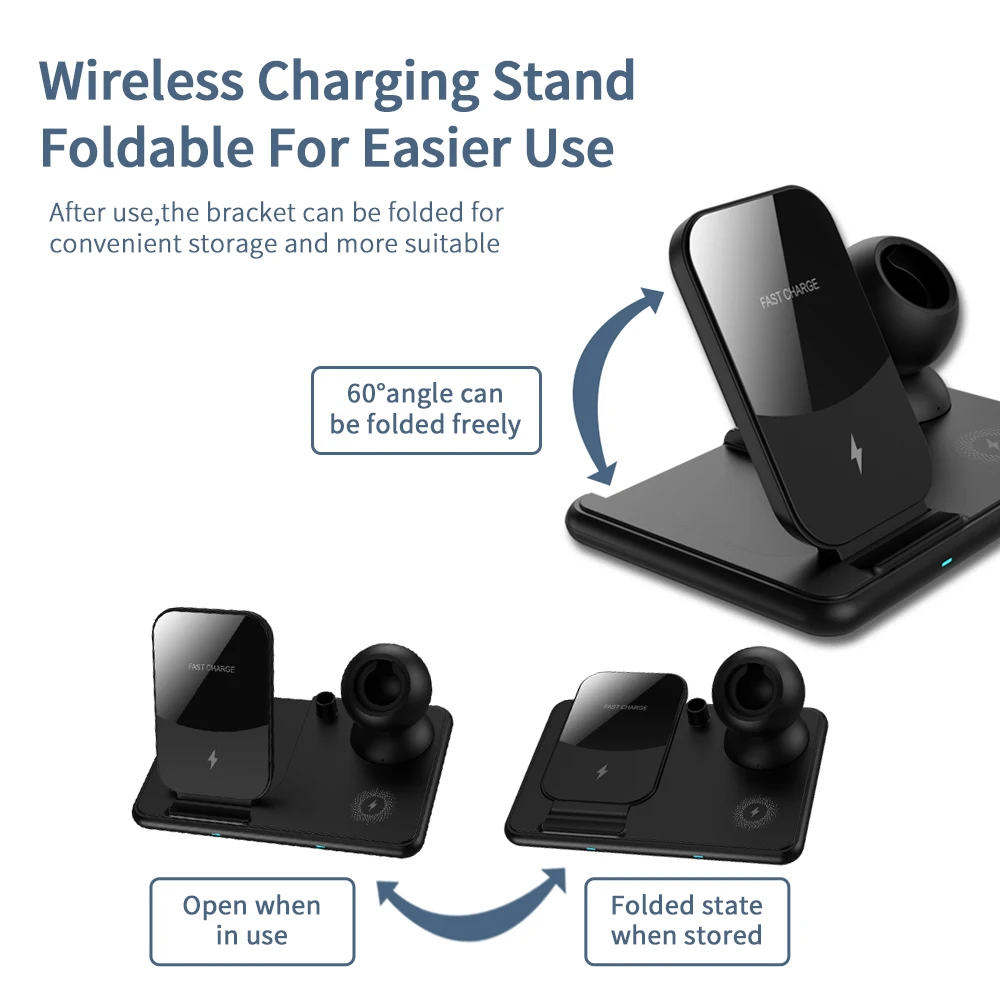 Лидер продаж Amazon, складной магнитный сотовый телефон на большие расстояния 10 Вт 15 Вт, 4 в 1, 3 в 1, быстрая Беспроводная зарядная станция Qi