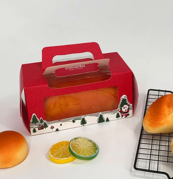 High Quality Custom Logo and Size Colored bento cake box Paper Cake Packaging Box with Handle and Transparent Window