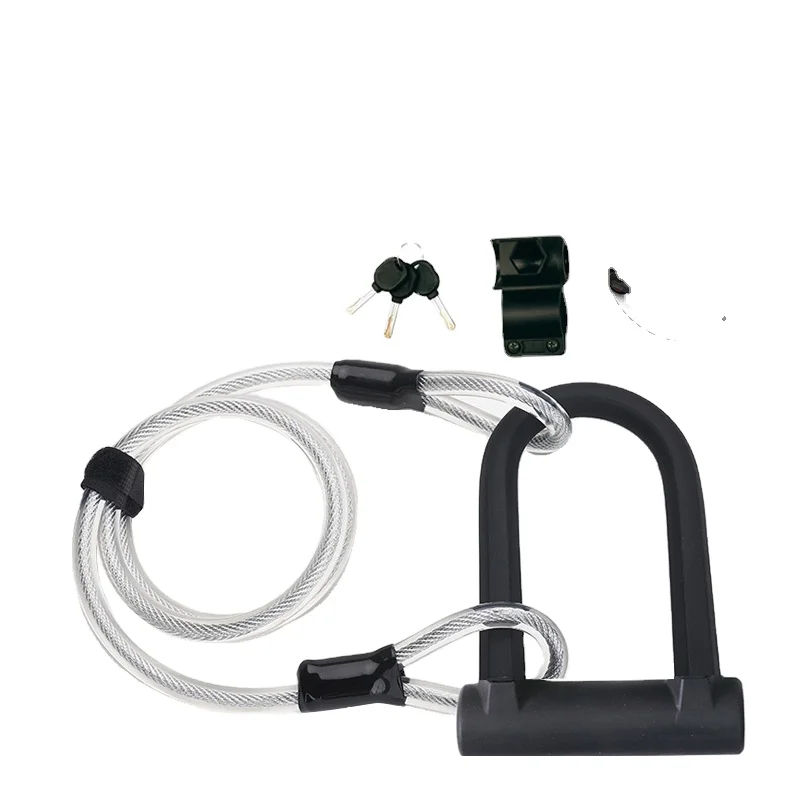 New Image EU Warehouse Stock Bicycle Bike Part Cycling Bicycle U Shape Lock With Cable MTB Durable Portable Road Bike Cable Lock