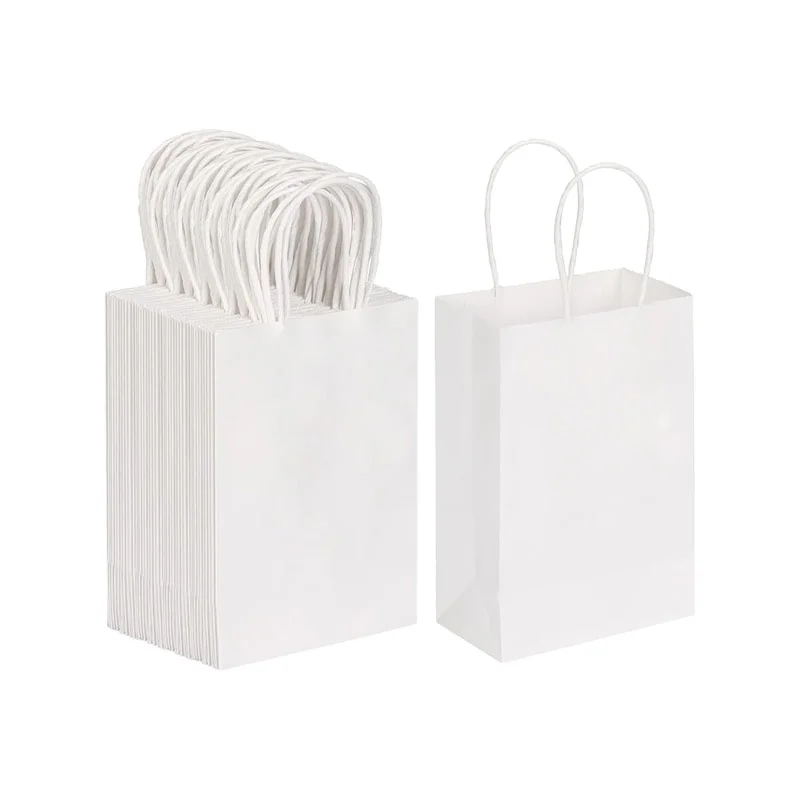 Wholesale 5.9x3.15x8.27 Inch Small Gift White Kraft Paper Bag With Handle